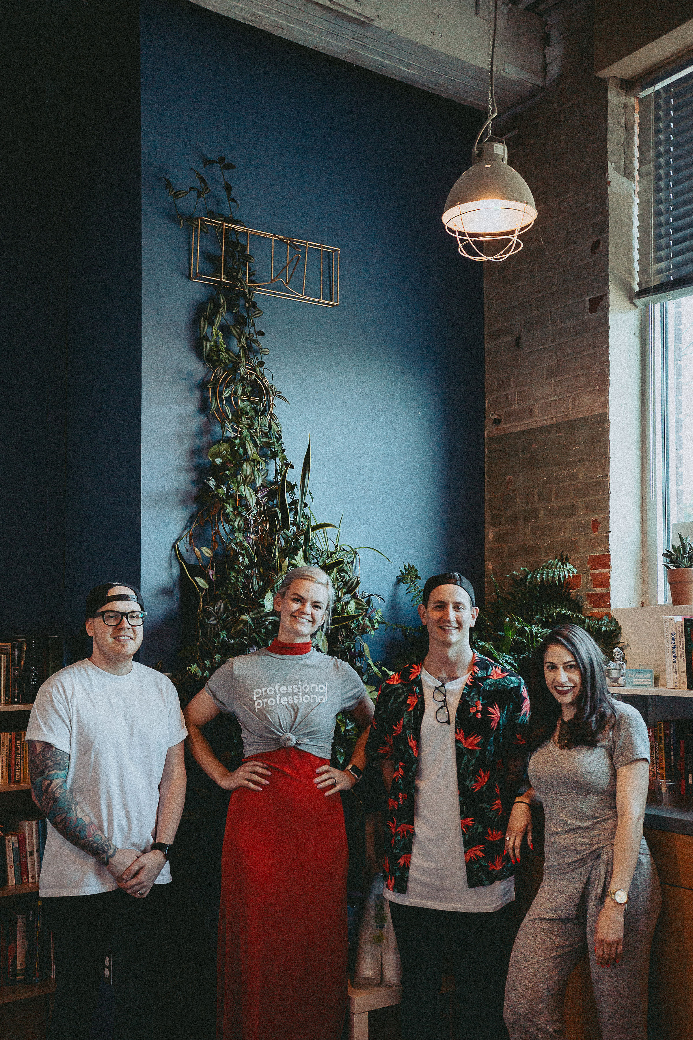 Natalie with the Oh Hello team in the agency studio.